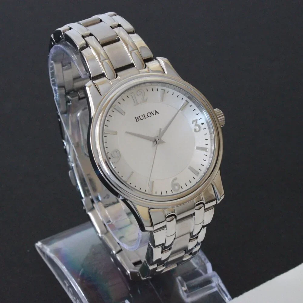 Bulova Men's Corporate Collection Quartz Watch Silver Tone Raised Indices 38mm - Picture 4 of 13
